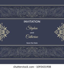 Save The Date invitation card design in henna tattoo style. Decorative mandala for print, poster,  cover, brochure, flyer, banner.