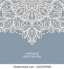 Save The Date invitation card design in henna tattoo style. Decorative mandala for print, poster,  cover, brochure, flyer, banner.