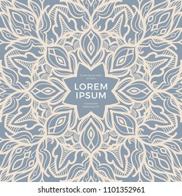 Save The Date invitation card design in henna tattoo style. Decorative mandala for print, poster,  cover, brochure, flyer, banner.