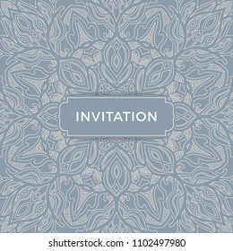 Save The Date invitation card design in henna tattoo style. Decorative mandala for print, poster,  cover, brochure, flyer, banner.