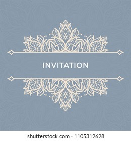 Save The Date invitation card design in henna tattoo style. Decorative mandala for print, poster,  cover, brochure, flyer, banner.