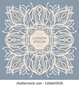 Save The Date invitation card design in henna tattoo style. Decorative mandala for print, poster,  cover, brochure, flyer, banner.