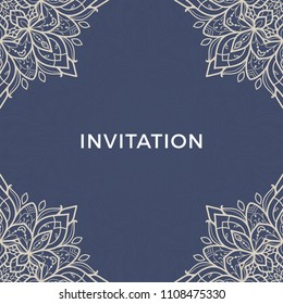 Save The Date invitation card design in henna tattoo style. Decorative mandala for print, poster,  cover, brochure, flyer, banner.