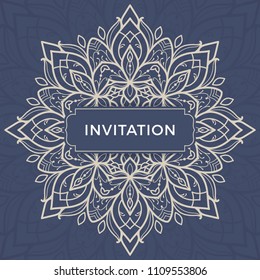 Save The Date invitation card design in henna tattoo style. Decorative mandala for print, poster,  cover, brochure, flyer, banner.