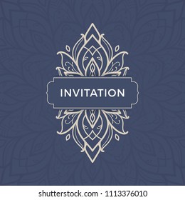 Save The Date invitation card design in henna tattoo style. Decorative mandala for print, poster,  cover, brochure, flyer, banner.