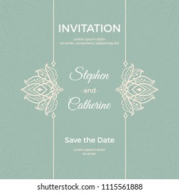 Save The Date invitation card design in henna tattoo style. Decorative mandala for print, poster,  cover, brochure, flyer, banner.