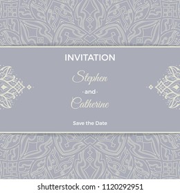 Save The Date invitation card design in henna tattoo style. Decorative mandala for print, poster,  cover, brochure, flyer, banner.