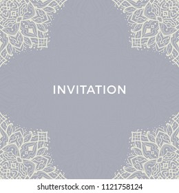 Save The Date invitation card design in henna tattoo style. Decorative mandala for print, poster,  cover, brochure, flyer, banner.