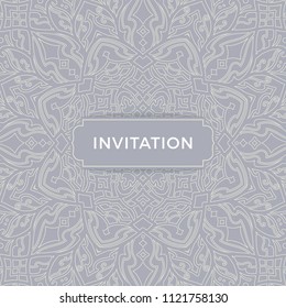 Save The Date invitation card design in henna tattoo style. Decorative mandala for print, poster,  cover, brochure, flyer, banner.