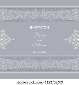 Save The Date invitation card design in henna tattoo style. Decorative mandala for print, poster,  cover, brochure, flyer, banner.