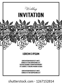 save the date invitation card design floral hand draw vector art