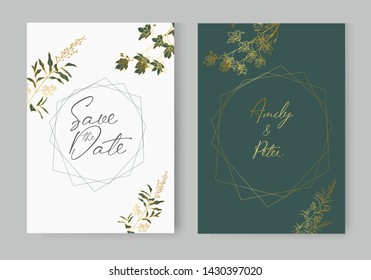 Save the Date invitation card design. Vector illustration. EPS 10