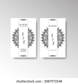 Save The Date invitation card design in henna tattoo style