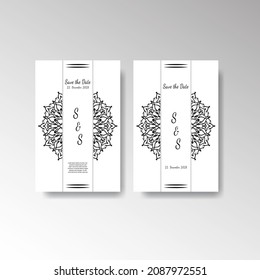 Save The Date invitation card design in henna tattoo style