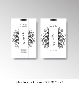 Save The Date invitation card design in henna tattoo style