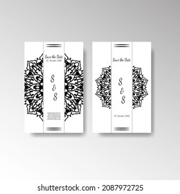 Save The Date invitation card design in henna tattoo style