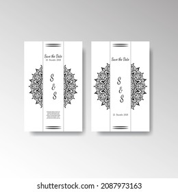 Save The Date invitation card design in henna tattoo style