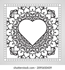 Save The Date invitation card design in henna tattoo style. Decorative mandala for print, poster, cover, brochure, flyer, banner.