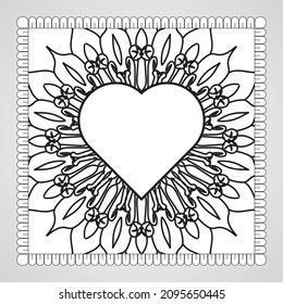 Save The Date invitation card design in henna tattoo style. Decorative mandala for print, poster, cover, brochure, flyer, banner.