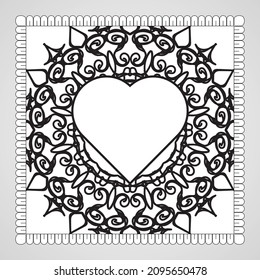 Save The Date invitation card design in henna tattoo style. Decorative mandala for print, poster, cover, brochure, flyer, banner.