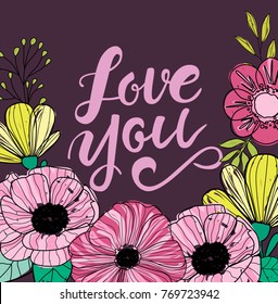 Save the date invitation card with fruit and flowers. Wedding invitation. Love you card. Editable vector illustration