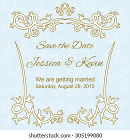 Save the Date Invitation Card template with floral design elements on vintage background