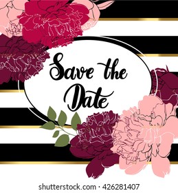 Save The Date Invitation With hand lettering vector.