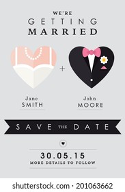 Save the date invitation heart theme