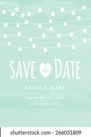 Save the Date Invitation with String Lights Card. Save the Date Template Card.