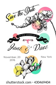 Save the date invitation template. Vector illustration