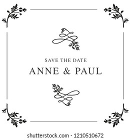 save the date, invitation, vintage, frame