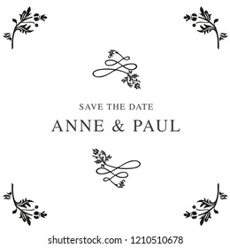 save the date, invitation, vintage, frame