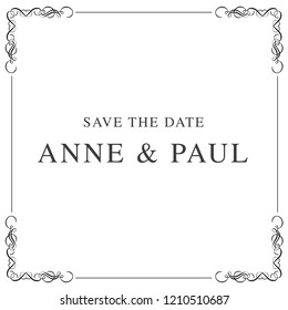 save the date, invitation, vintage, frame