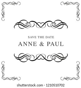 save the date, invitation, vintage, frame