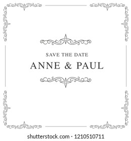 save the date, invitation, vintage, frame
