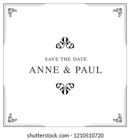 save the date, invitation, vintage, frame