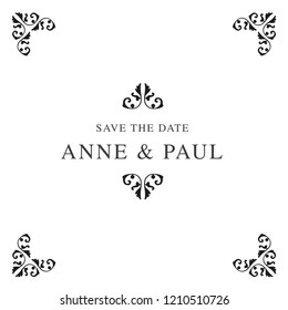 save the date, invitation, vintage, frame
