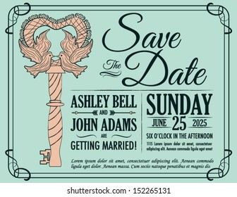 Save the Date with Key Invitation Card