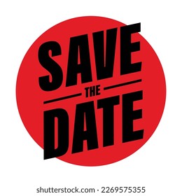 Save the Date label sign red invitation