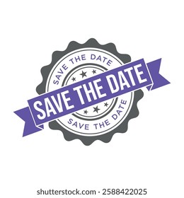 Save the Date Letter Rubber Stamp Vector Template