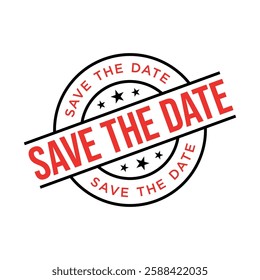 Save the Date Letter Rubber Stamp Vector Template