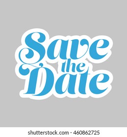 Save the Date lettering blue vector