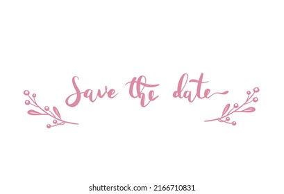 save the date lettering with decorative branches