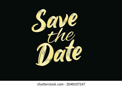guardar la letra de fecha. texto dorado aislado en fondo oscuro. la ilustración vectorial se puede usar para tarjetas, banners, diseño de invitación de boda.