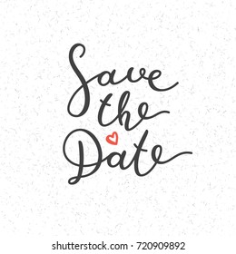 save the date lettering, vector handwritten text on white paper texture