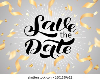 Save the date lettering. Vector stock illustration for poster