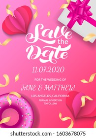 Save the date lettering. Vector stock illustration for poster