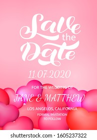 Save the date lettering. Vector stock illustration for poster