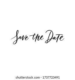 SAVE THE DATE LETTERING. WEDDING CALLIGRAPHY LETTERING. VECTOR BRUSH HAND LETTERING. WEDDING TYPOGRAPHY PHRASE. TYPE TEXT ART WORDS