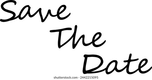 save the date lettering. wedding lettering sign. Save the date ink writing in modern calligraphy style.  symbol. flat style.